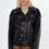 Thumbnail: Oversize Biker Vein Pattern Leather Jacket (Relaxed Fit) MDL14