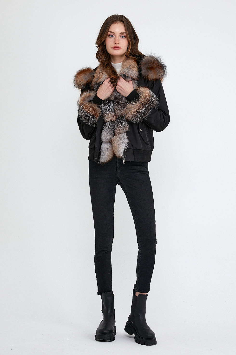 Thumbnail: WATERPROOF FABRIC PARKA FRONTS, CUFFS AND HOOD FROST FOX FUR