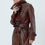 Thumbnail: Antique Brown Lambskin Women's Coat Ribbed Closure (regular Fit) Hn104