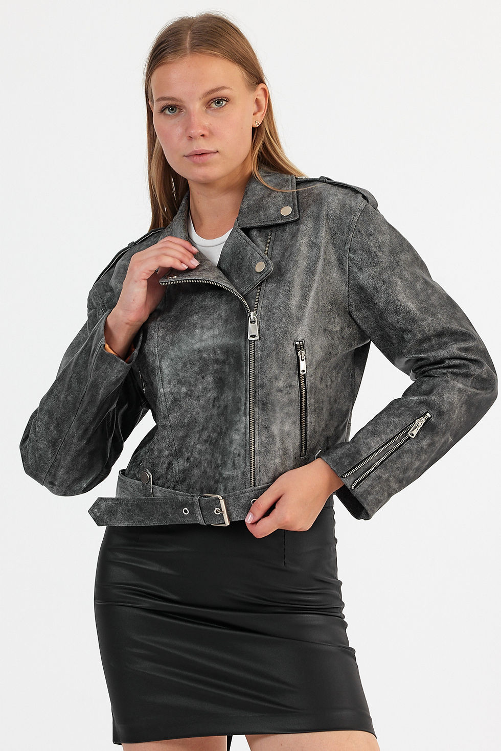 Thumbnail: Cast Leather Short Biker Women's Jacket
