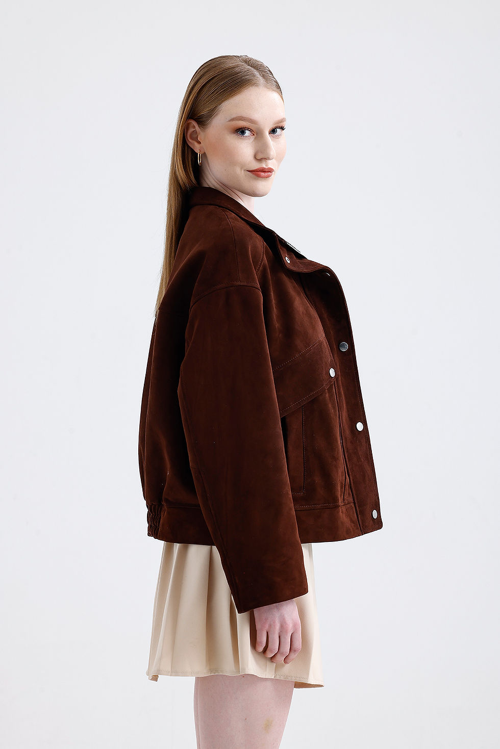 Миниатюра: Kahve Süet Kadın Oversize Ceket