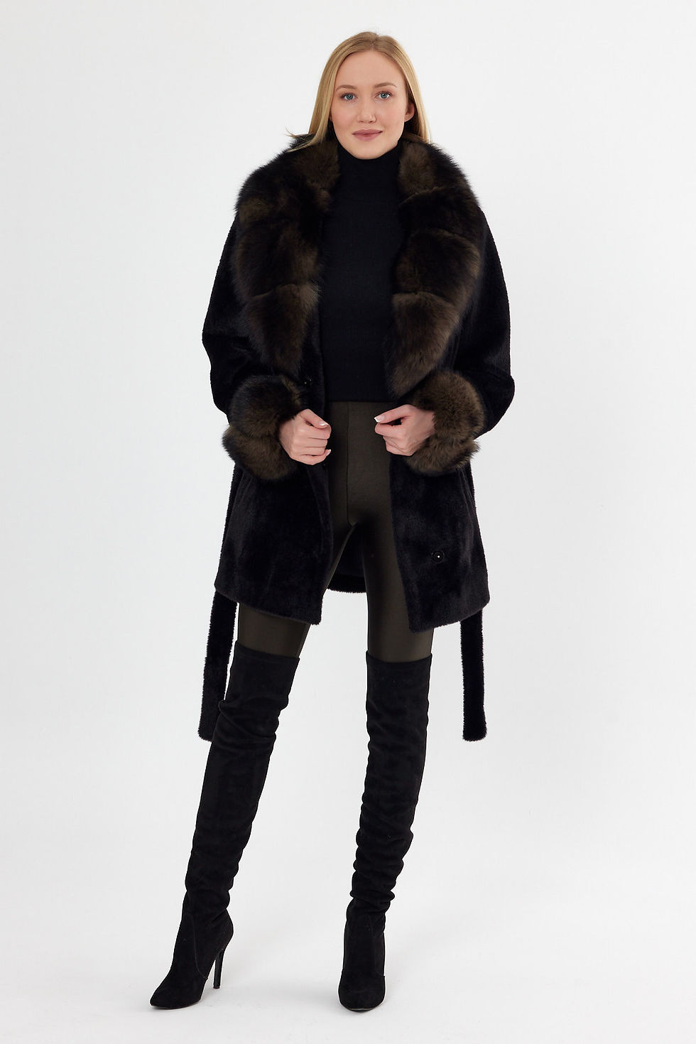 Thumbnail: Black Alcantara Jacket Collar and Cuff Fox HN105KKK