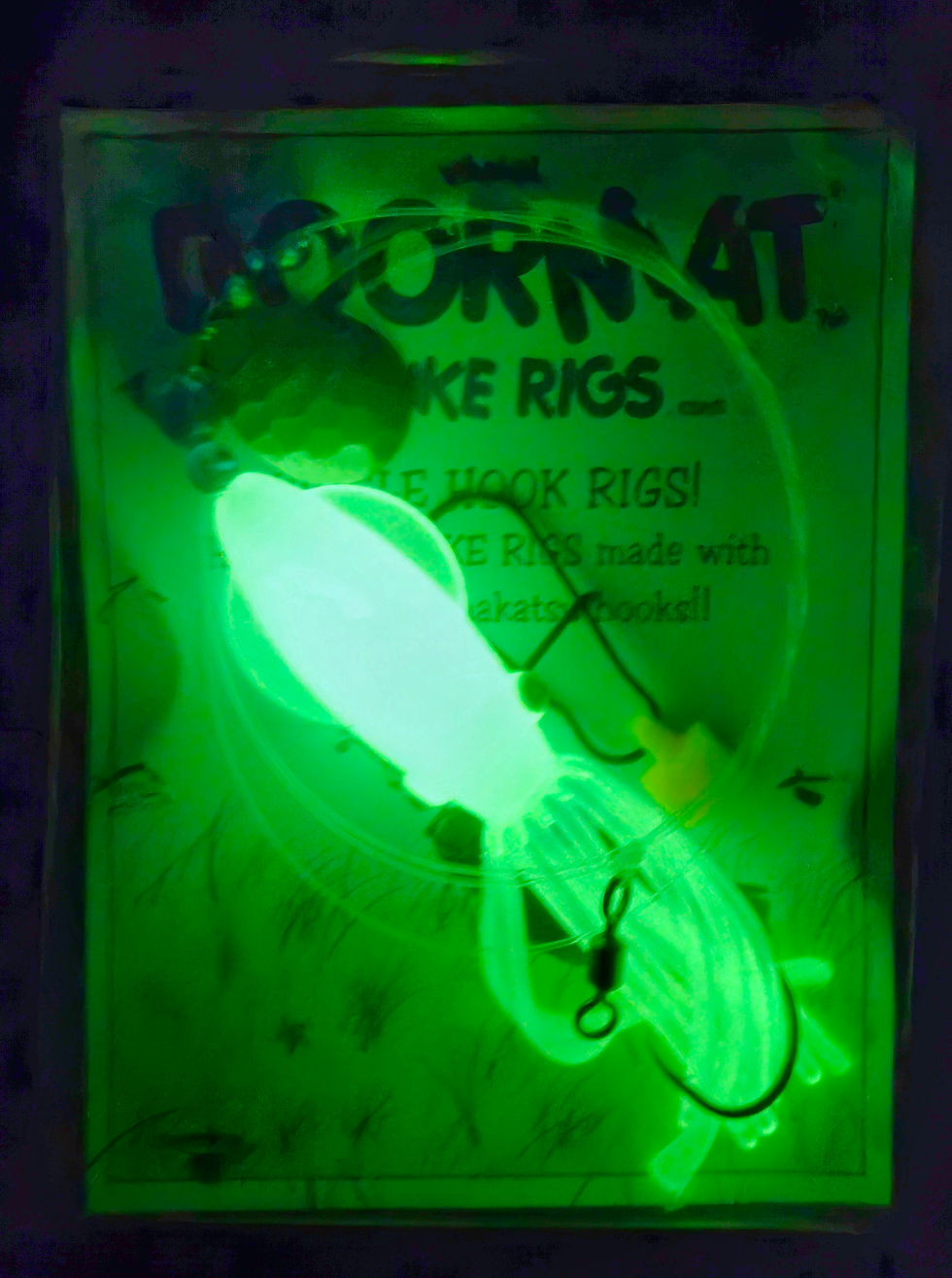 Thumbnail: 4.5" B2 SUPER GLOW SQUID BODY w hammered blue bead Single Hook Rig