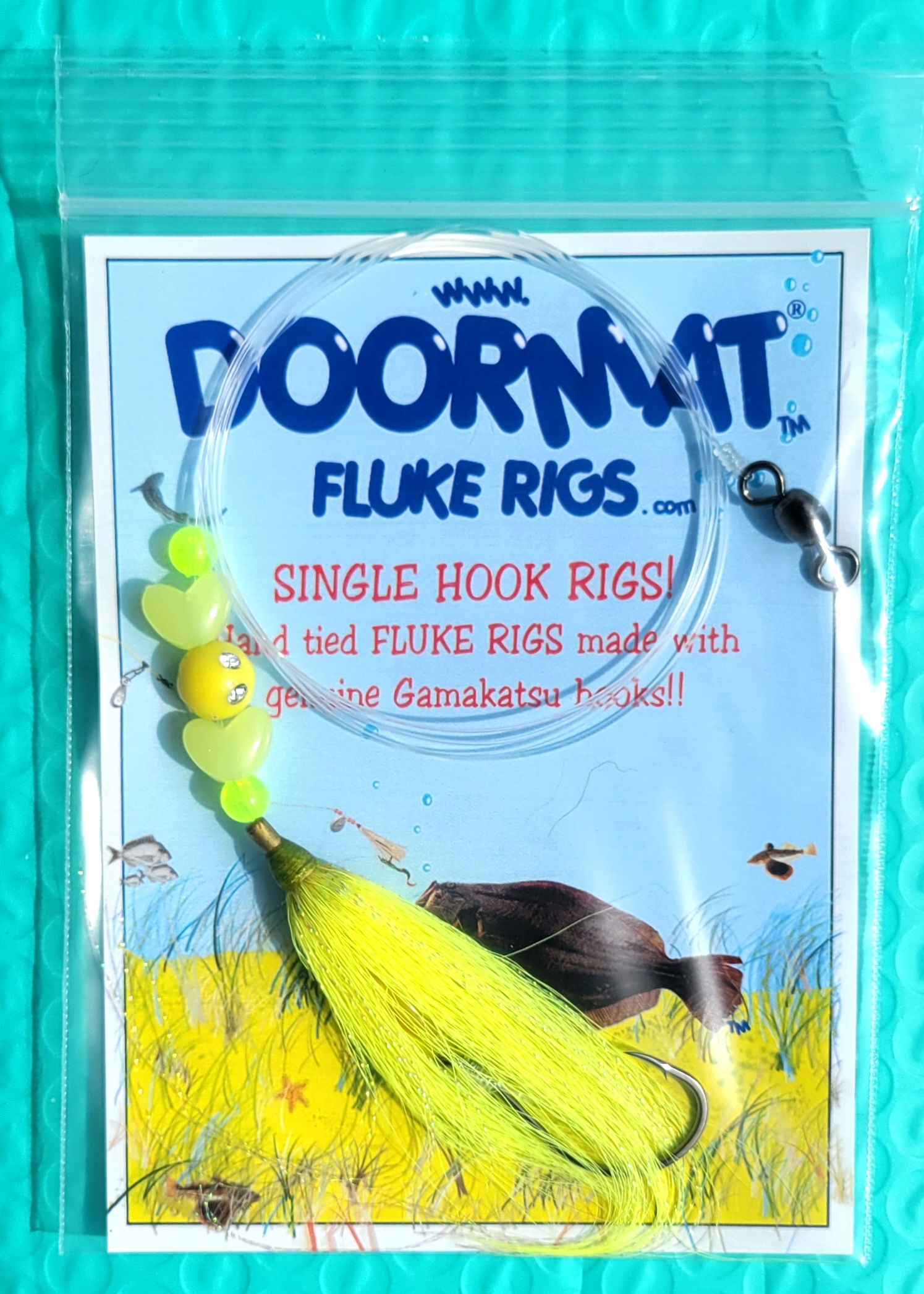 YELLOW BUCKTAIL TEASER DISCO GLOW HEART KID's Single Hook Rig