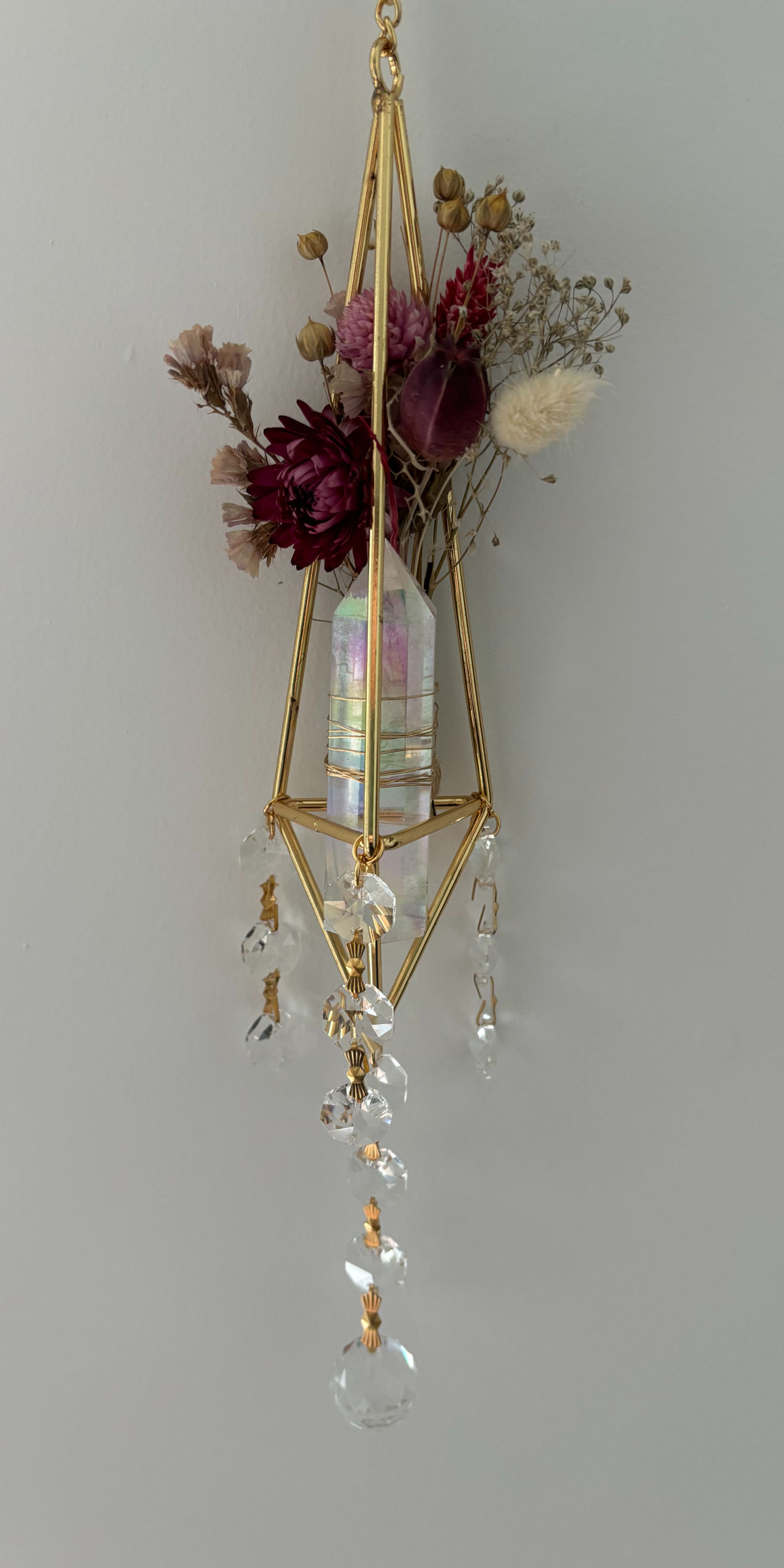Dried Flower Catcher Aura Quartz Small