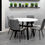 Thumbnail: Round Marble Effect Dining Table Set With 4 Grey Velvet Chairs