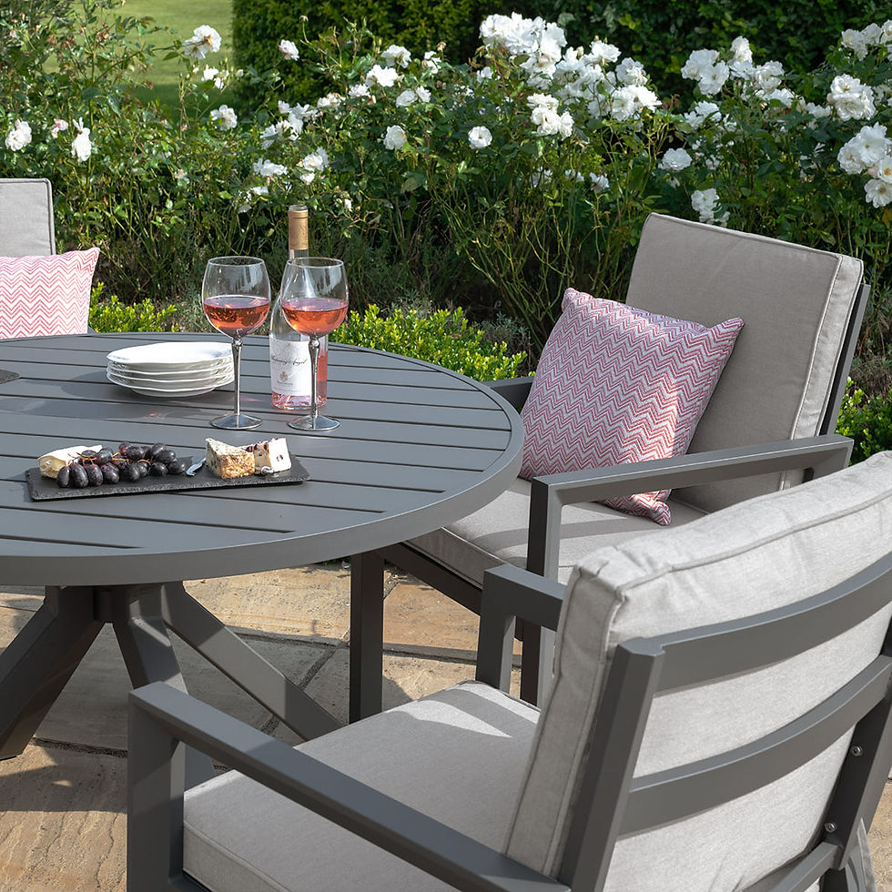 Thumbnail: New York Aluminium 4 Seat Round Dining Set- Dove Grey