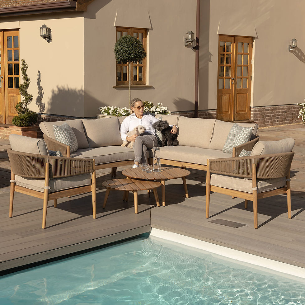 Thumbnail: Porto Corner Sofa Set With x2 Armchairs- Sandstone