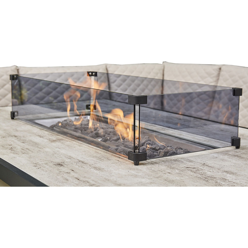 Thumbnail: Naples Fabric Corner Dining Set With Fire Pit Table- Beige