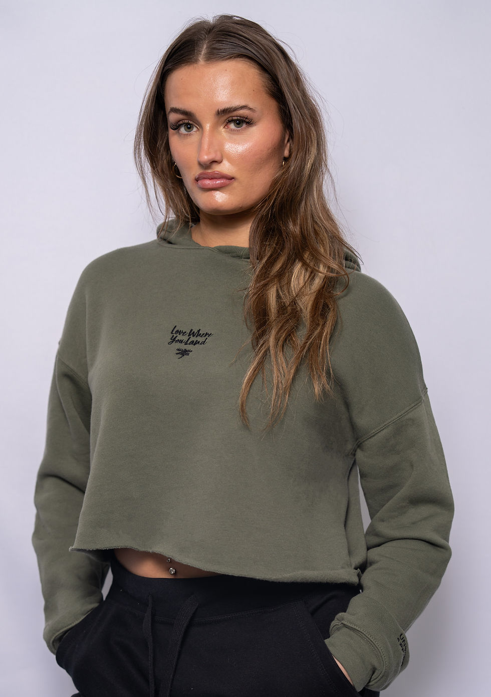 Thumbnail: "Love Where You Land" Crop Hoodie