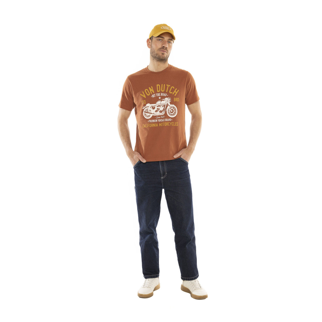 Tee Shirt Vondutch Homme Marron coupe Slim Col rond HIT