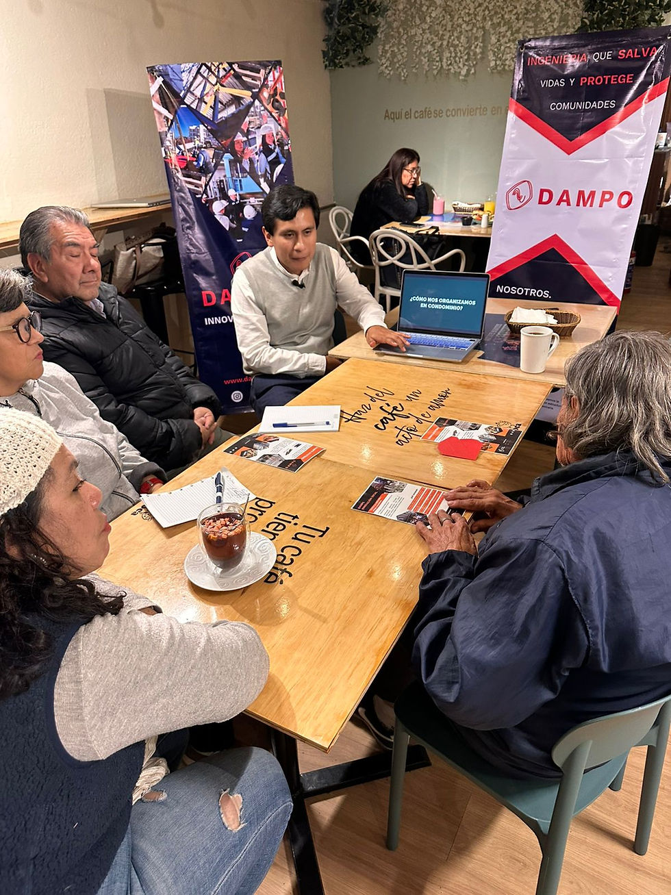 Desde la experiencia vecinal hasta las normativas existentes, Café DAMPO fue un espacio para reflexionar sobre cómo se organiza la vivienda colectiva frente al riesgo sísmico.