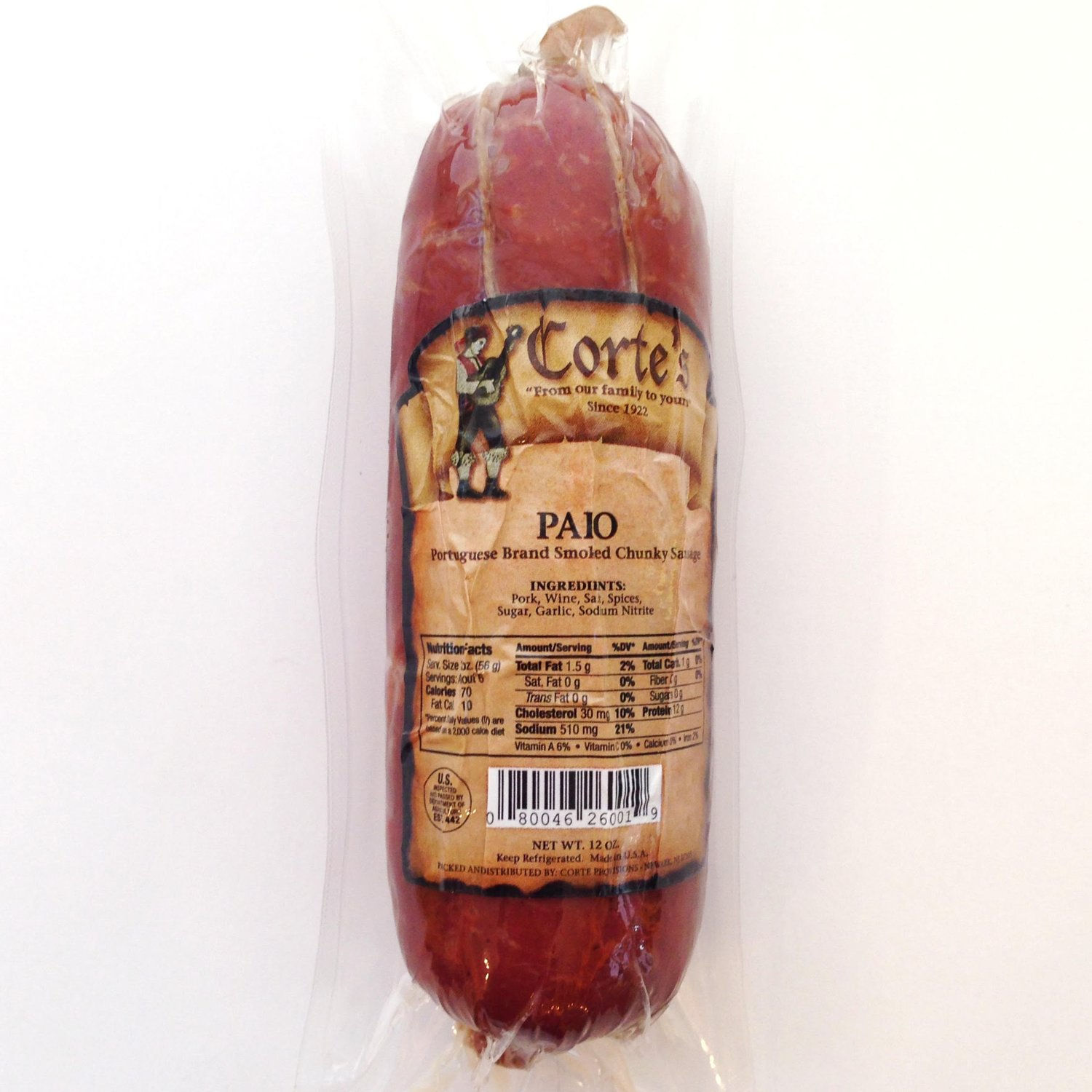 Cortês - Linguiça Paio - 14oz  (Pack of 10)