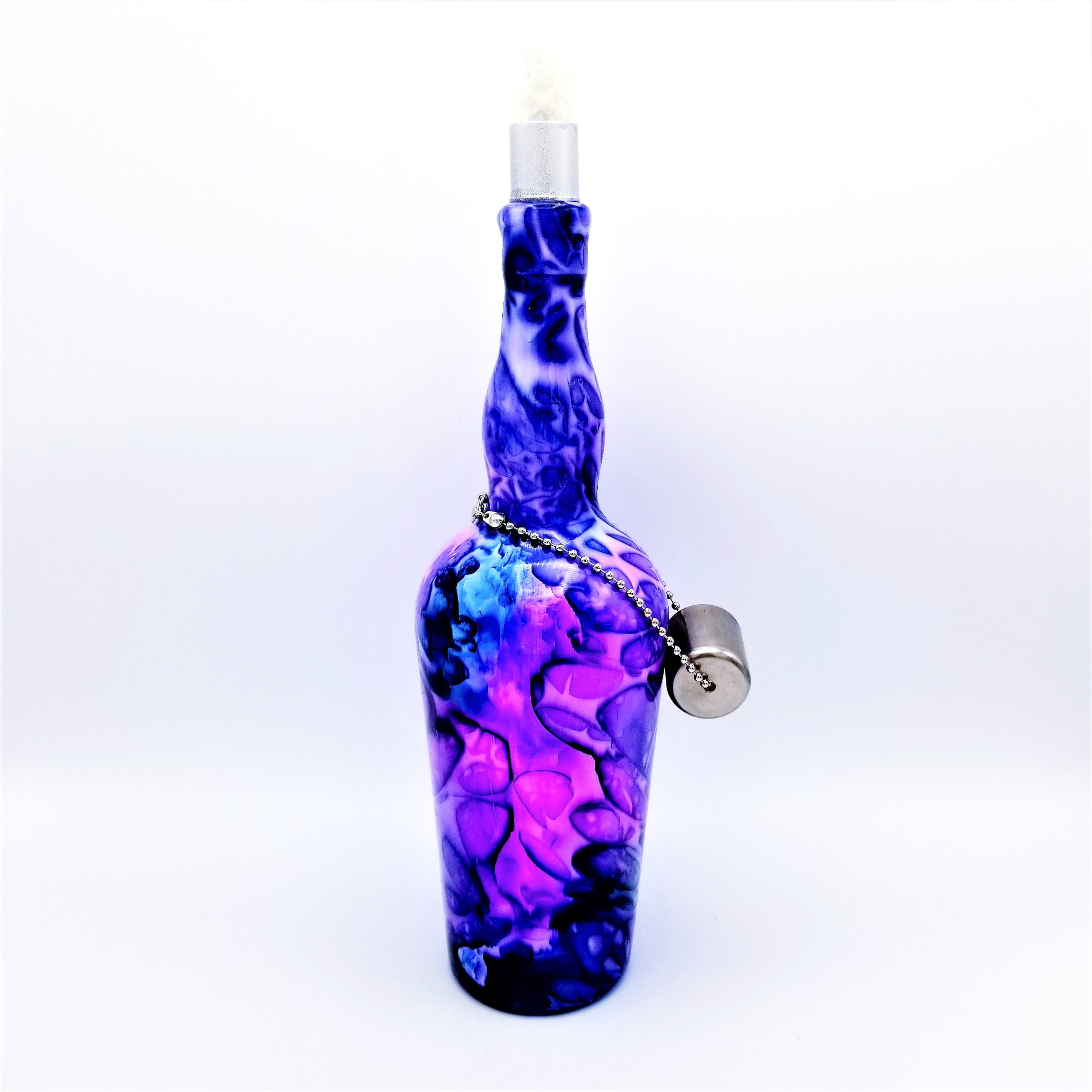 Blue, Purple and Pink Alcohol Ink Tiki Torch