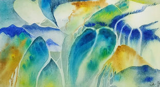 IRISE 
Aquarelle originale abstraite de Catseahorse, artiste peintre femme contemporaine