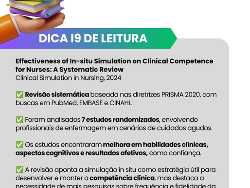 Sugestão de leitura: simulação in situ para o desenvolvimento e manutenção da competência clínica de enfermeiros