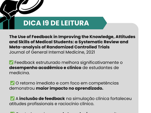 Sugestão de leitura: o uso do feedback na melhoria do conhecimento, atitudes e habilidades de estudantes de medicina