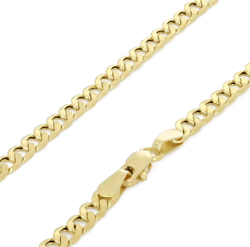 14k Gold Curb Miami Cuban Chain Bracelet.