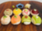 Temari sushi with assorted Japanese toppings and fresh ingredients