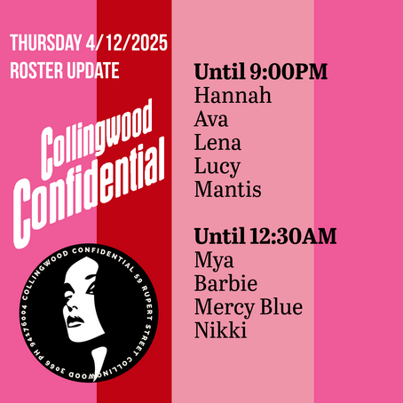 Thursday 4/12/2025 roster