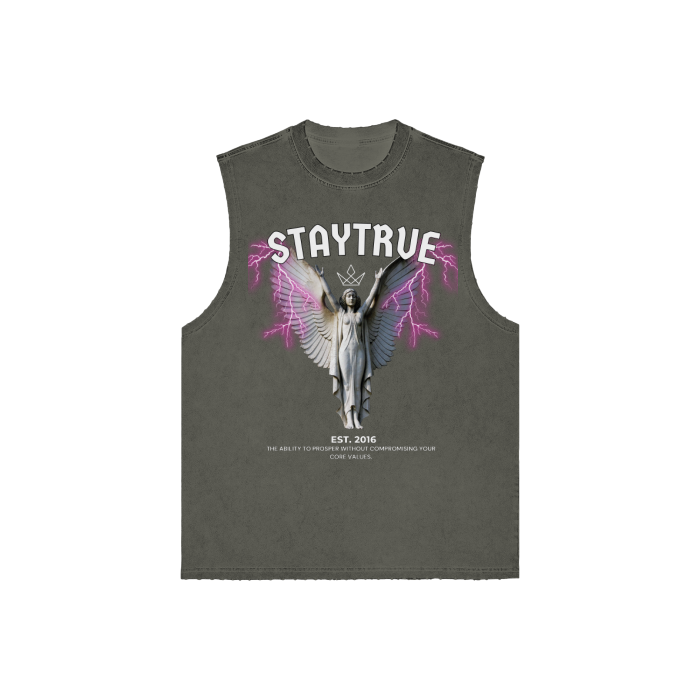 Thumbnail: Stay True Lightning Snow Washed Frayed Hem Tank Top