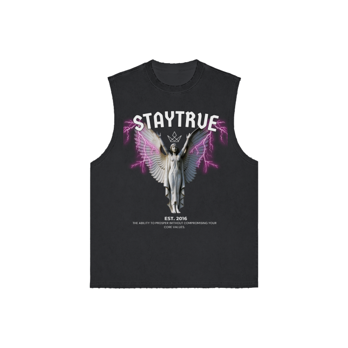 Thumbnail: Stay True Lightning Snow Washed Frayed Hem Tank Top