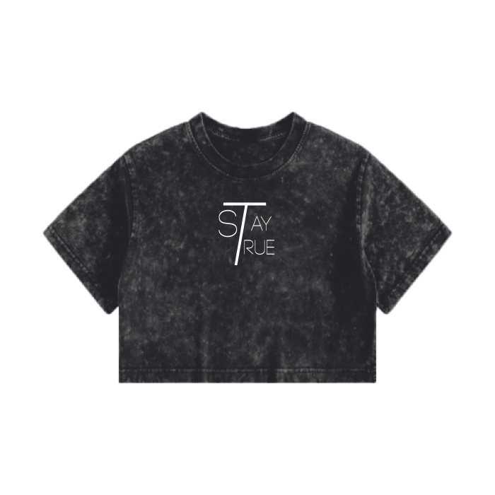 Thumbnail: Stay True Women's Washed Denim Effect Crop Top