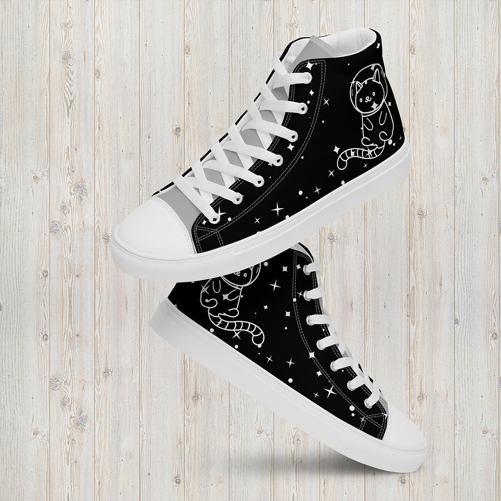 Thumbnail: Space Kitty Men’s high top canvas shoes