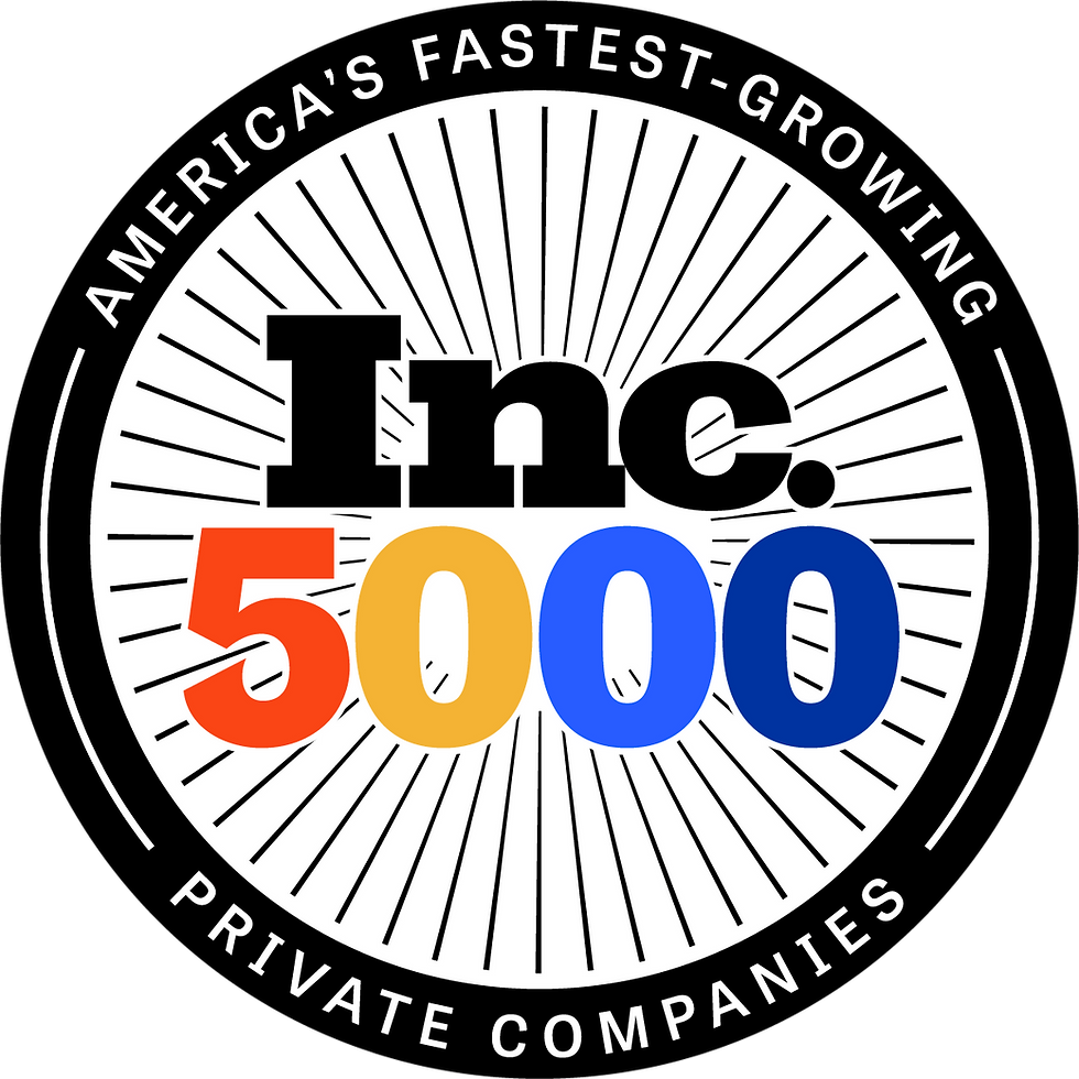 Inc. 5000 badge with text "America's Fastest-Growing Private Companies" in black circle. "5000" in red, yellow, blue. Dynamic, celebratory. Covenant Wealth Advisors.