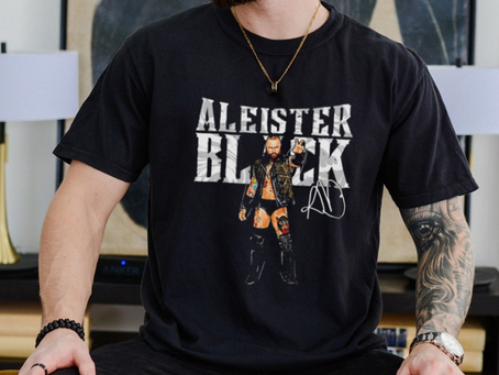 Aleister Black professional wrestler pose signature shirt