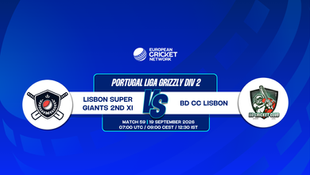 Lisbon Super Giants 2nd XI vs BD CC Lisbon, Portugal Liga Grizzly Div 2, 2026: First-Ever Meeting Set for Santarem