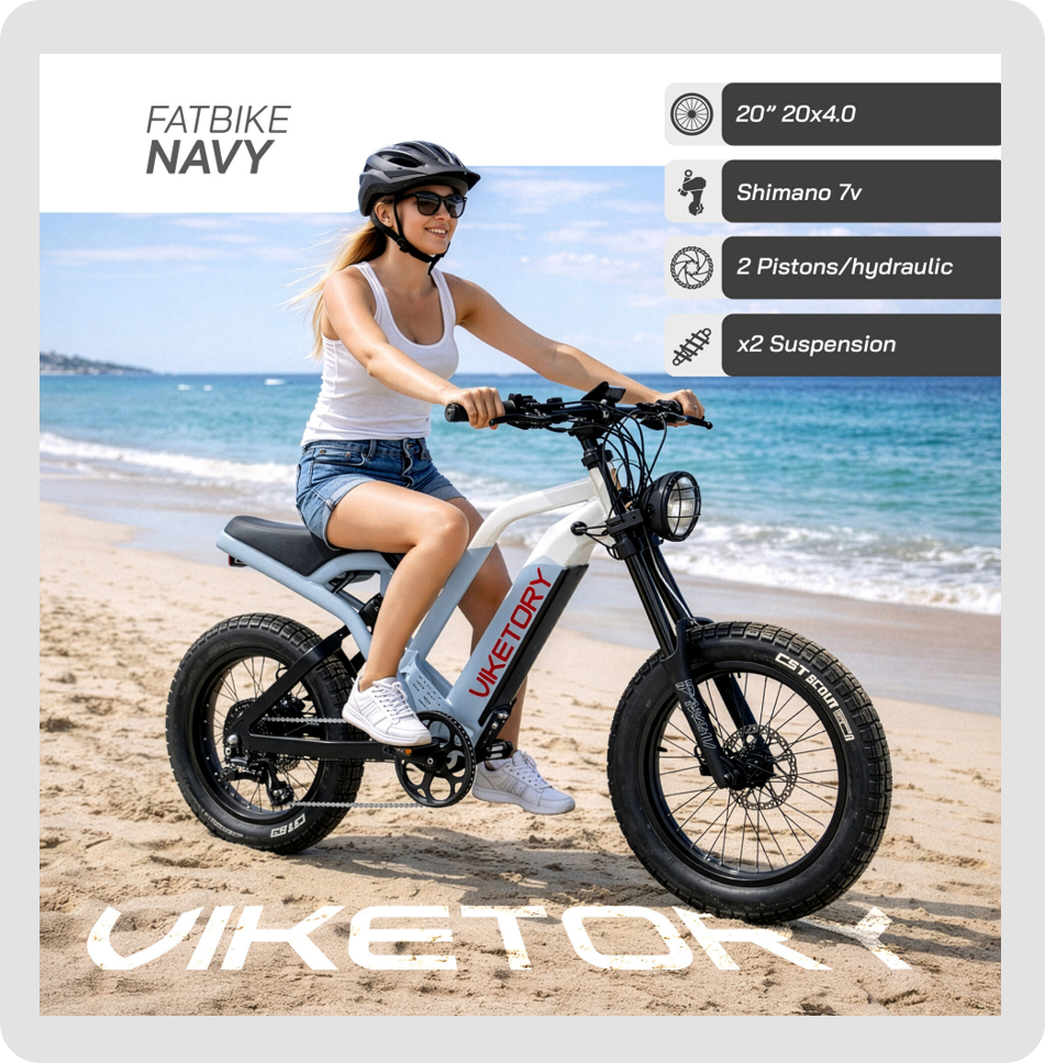 NAVY vélo électrique FATBIKE Bleu marine/Blanc