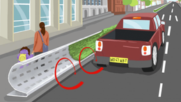 ROADSIDE BARRIERS DEFLECT POLLUTION FROM PEDESTRIANS