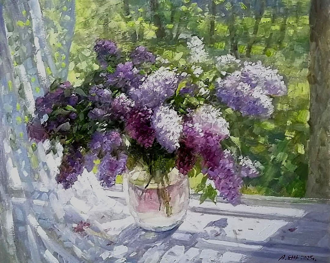 Alexander YEN "Sun in the Lilac" canvas, oil, 60x70cm. 2025.