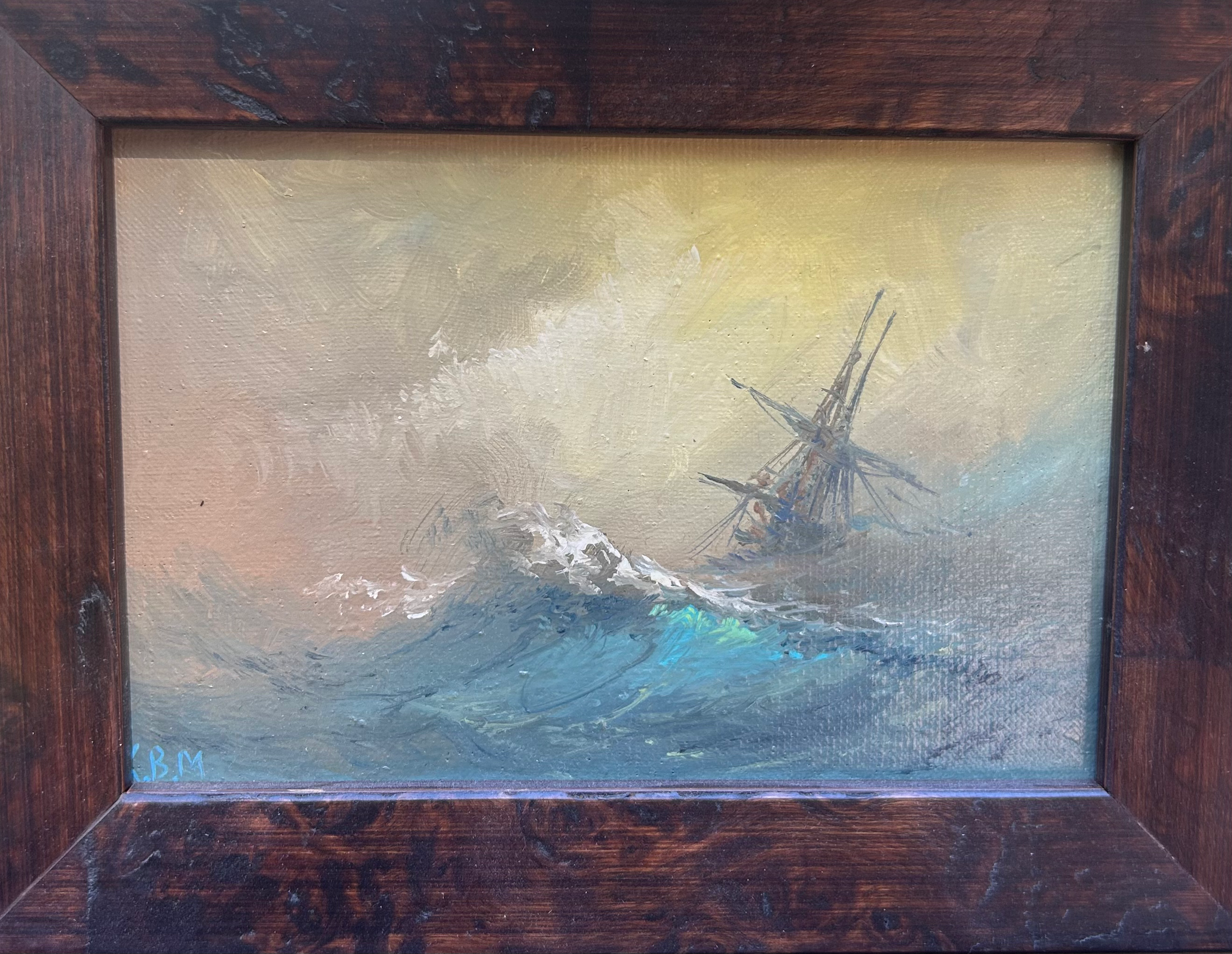 Stormy ocean oil on canvas 7.5x 5.5 inches