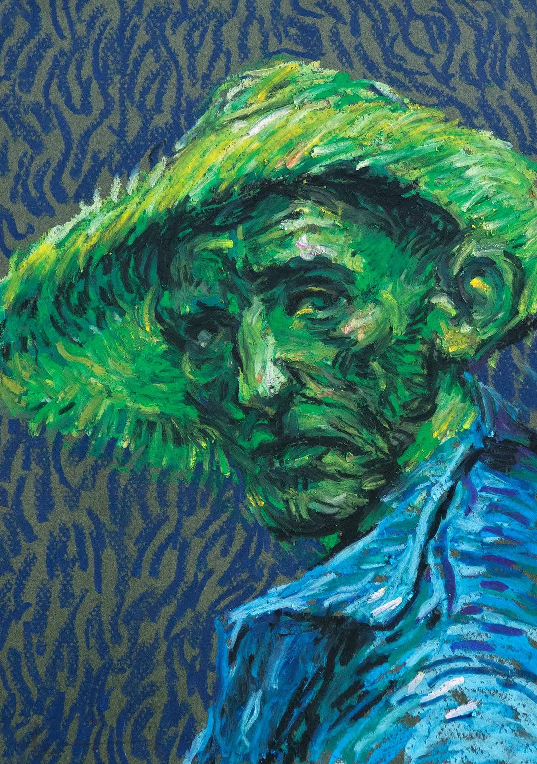 "Image VG GrHe", 2025. Tone paper, oil pastel, varnish. 29x21 cm.