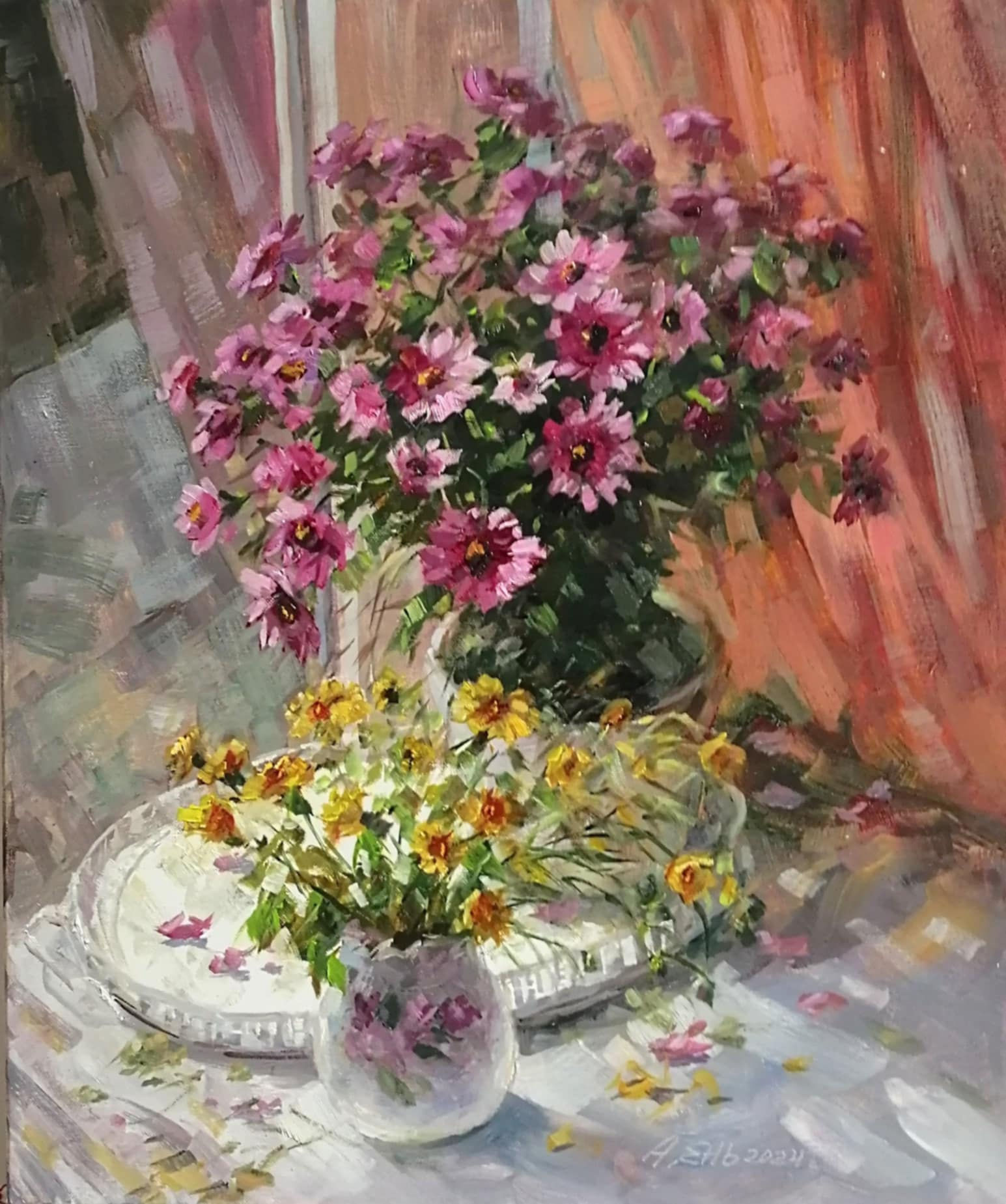 Bouquet in the workshop by Alexander Yen oil, canvas 60X70 c.m