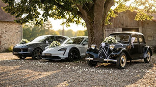 Une porsche Cayenne et Taycan et une traction avant pour de la location de mariage