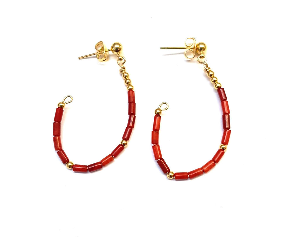 Thumbnail: Crescent Heishi Hoops - Colors Available