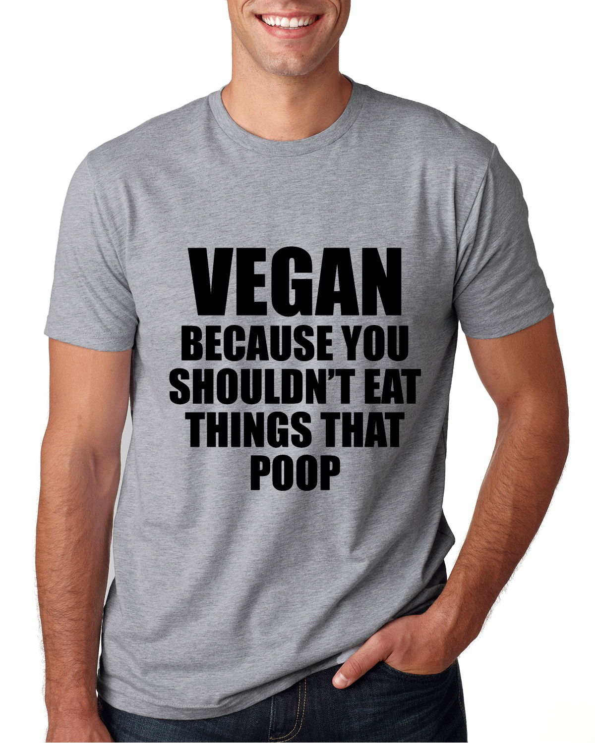 Vegan Poop Tee -Grey