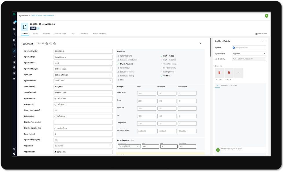 MineralSense Agreement Data Capture