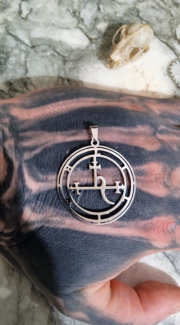 Collier plus pendentif Sceau de Lilith acier