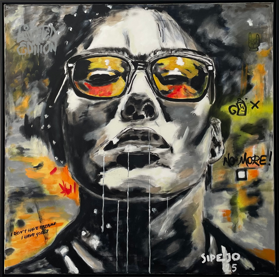 Schilderij man zonnebril streetart style