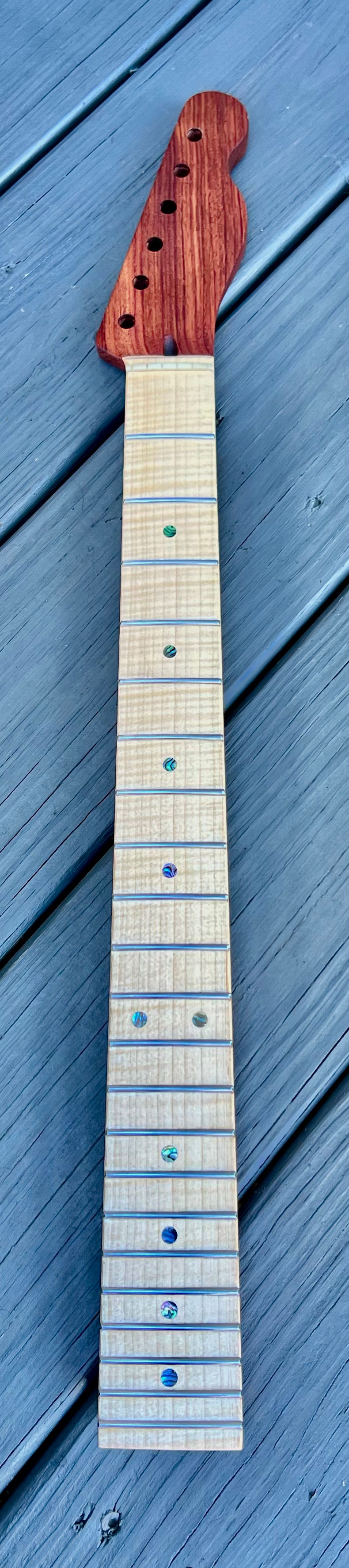 Thumbnail: Parklane Guitar Neck Bubinga Quartersawn Flame Maple In Stock Guitar Necks