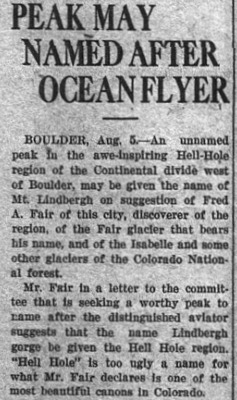 Lone Eagle Peak newspaper article