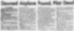 Calloway Peak plane crash newspaper article