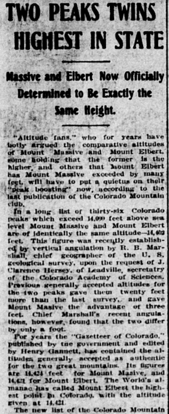 Mount Elbert newspaper article