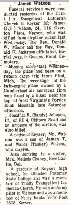 Spruce Knob plane crash victim obituary