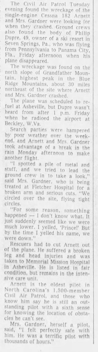 Calloway Peak plane crash newspaper article