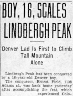 Lone Eagle Peak newspaper article